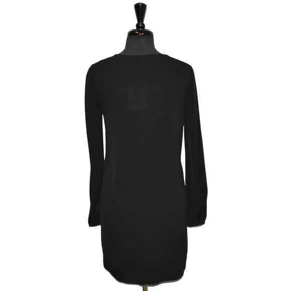 B2 DIANE VON FURSTENBERG Black Pleated Front Panel Detail W/Neck Tie Dress Sz 2 - Picture 3 of 6